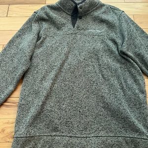 Eddie Bauer Quarter Zip Sweater Mens Large Grey Outdoors Quarter Buttons Coat